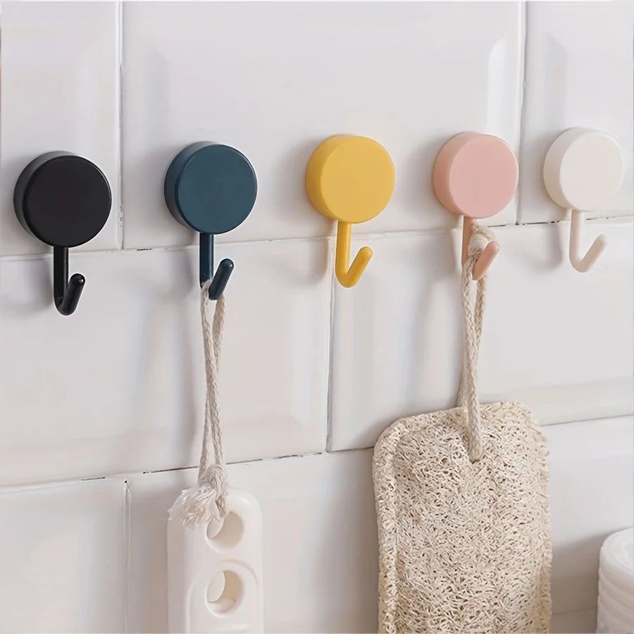 5/10PCS Self Adhesive Wall Hook Strong Without Drilling Coat Bag Bathroom Kitchen Towel Hanger Hooks Home Storage Accessories