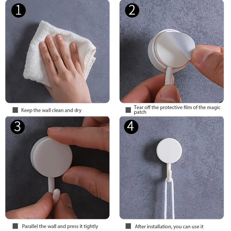 5/10PCS Self Adhesive Wall Hook Strong Without Drilling Coat Bag Bathroom Kitchen Towel Hanger Hooks Home Storage Accessories