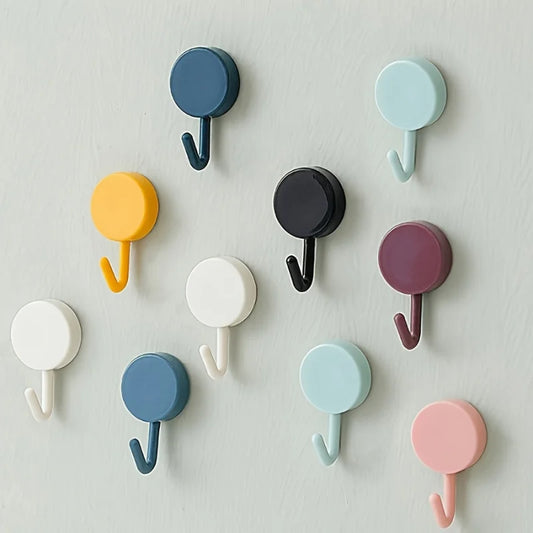 5/10PCS Self Adhesive Wall Hook Strong Without Drilling Coat Bag Bathroom Kitchen Towel Hanger Hooks Home Storage Accessories
